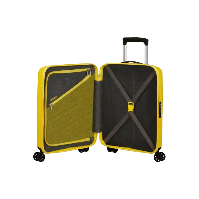 Maleta de cabina American Tourister, vista principal, carcasa rígida, ruedas 360° y diseño resistente