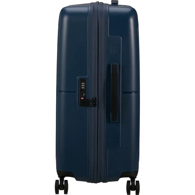 Maleta grande Dashpop American Tourister, detalle del cierre, cierre TSA integrado y estructura segura
