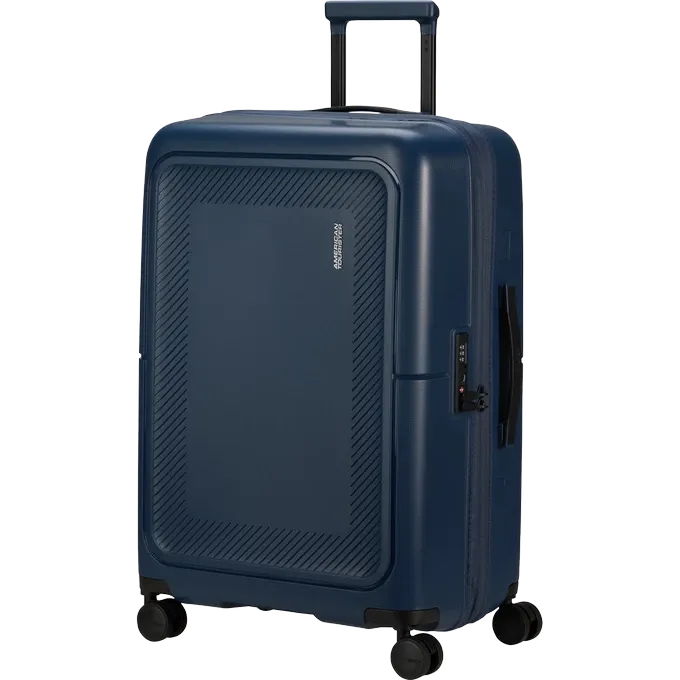 Maleta grande Dashpop American Tourister, detalle del cierre, cierre TSA integrado y estructura segura