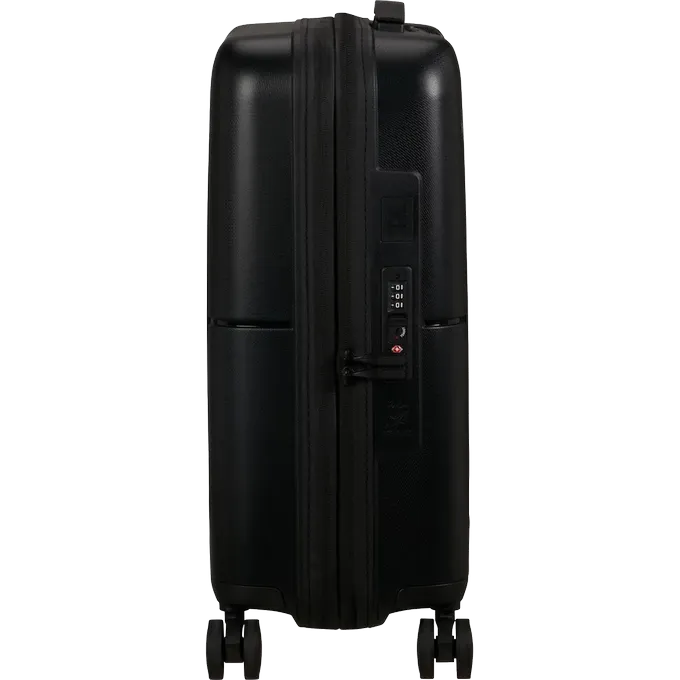 Maleta de cabina Dashpop American Tourister, detalle del cierre, cierre TSA integrado y estructura segura