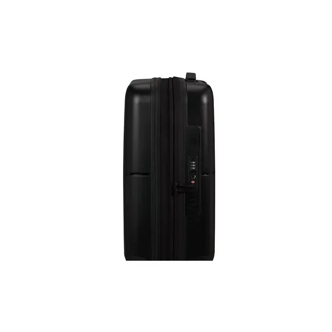 Maleta de cabina Dashpop American Tourister, detalle del cierre, cierre TSA integrado y estructura segura