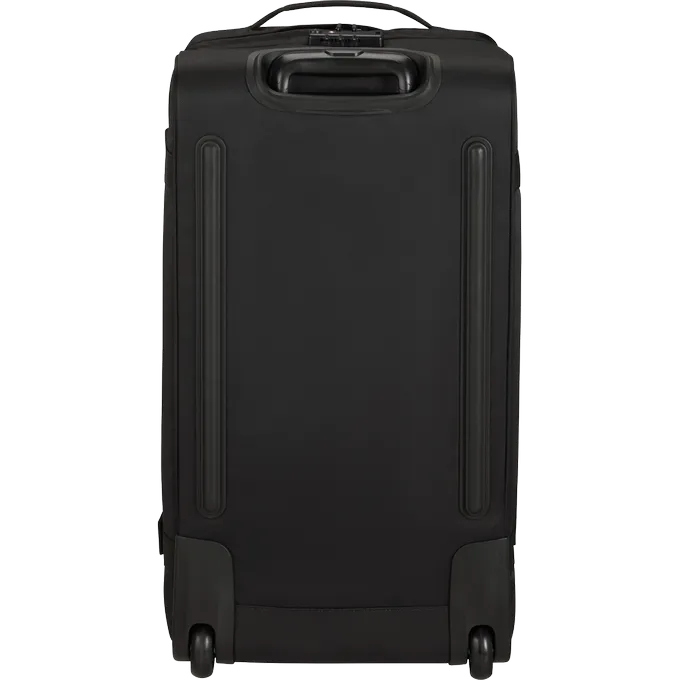 Bolsa de viaje American Tourister, detalle de ruedas, asas resistentes, formato flexible y espacio amplio