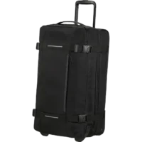 Bolsa de viaje American Tourister, detalle de ruedas, asas resistentes, formato flexible y espacio amplio
