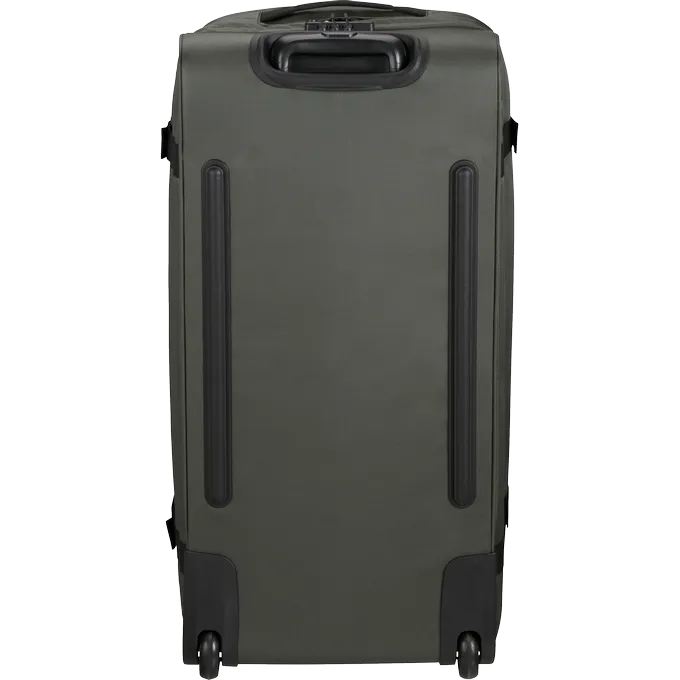 Bolsa de viaje American Tourister, detalle de ruedas, asas resistentes, formato flexible y espacio amplio