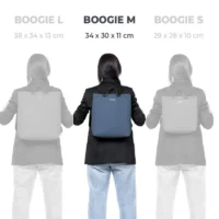 mochila Babau Boogie M en acabado Delta Ivory, vista frontal para uso diario