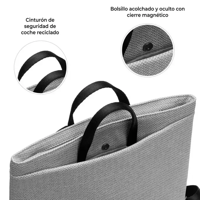 mochila Babau Boogie M en acabado Delta Ivory, vista frontal para uso diario