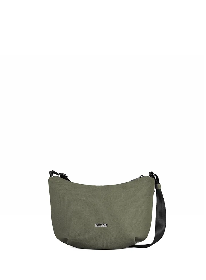 bolso bandolera Babau Jazz en acabado Delta Army, vista frontal para uso diario