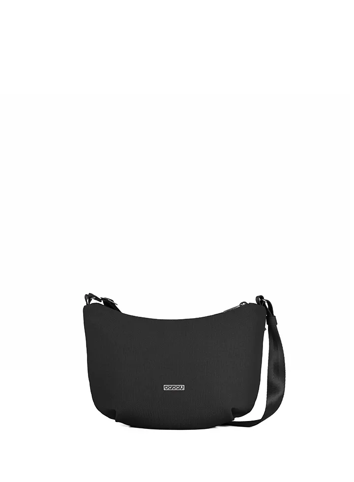 bolso bandolera Babau Jazz en acabado Delta Black, vista frontal para uso diario