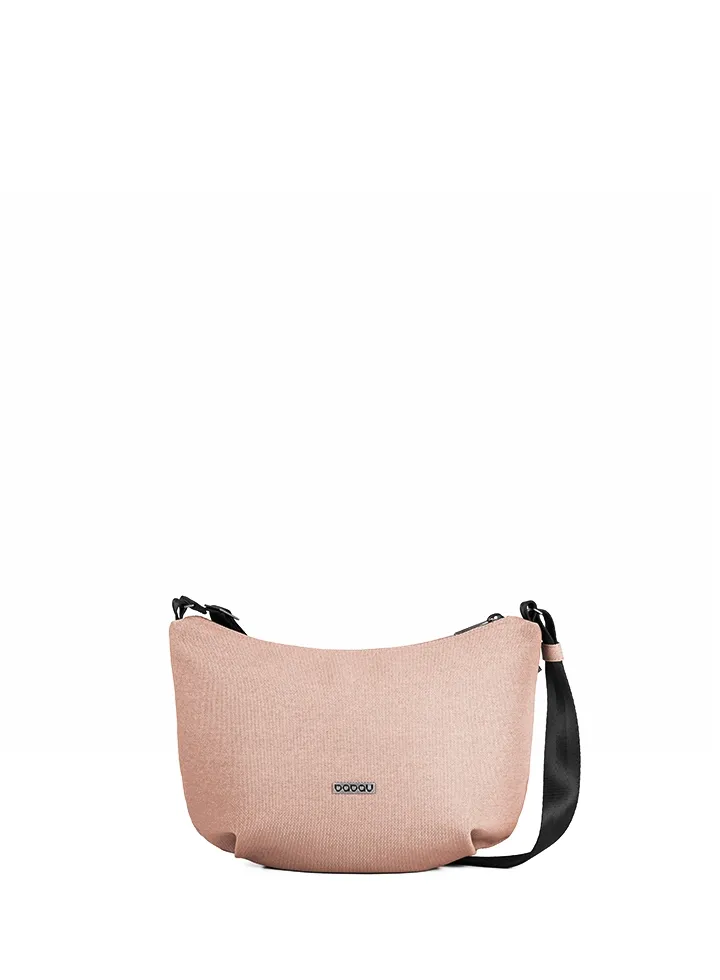 bolso bandolera Babau Jazz en acabado Delta Pink, vista frontal para uso diario