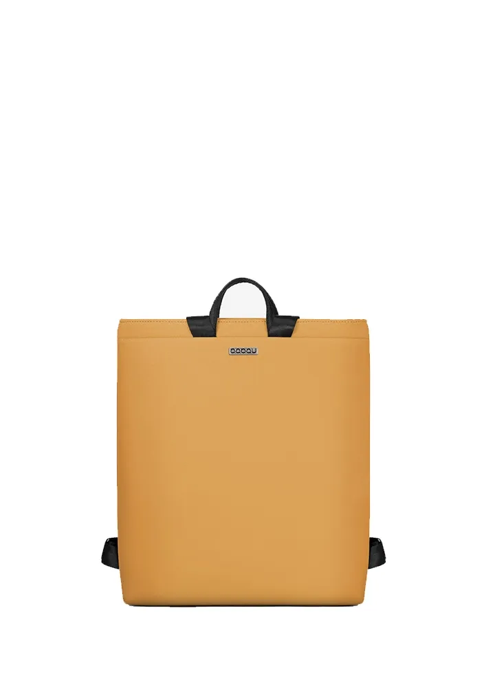 mochila Babau Boogie L en color Dot Mustard, vista frontal para uso diario