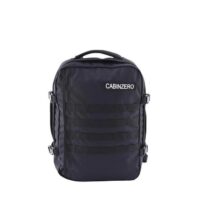 Mochila CabinZero Military 28L Absolute Black, vista de producto para viaje y cabina