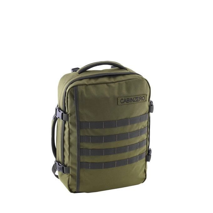 Mochila CabinZero Military 28L, vista de producto para viaje y cabina