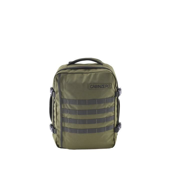 Mochila CabinZero Military 28L, vista de producto para viaje y cabina