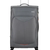 Maleta grande Summerfunk American Tourister en color gris, vista principal, carcasa rígida, ruedas 360° y diseño resistente