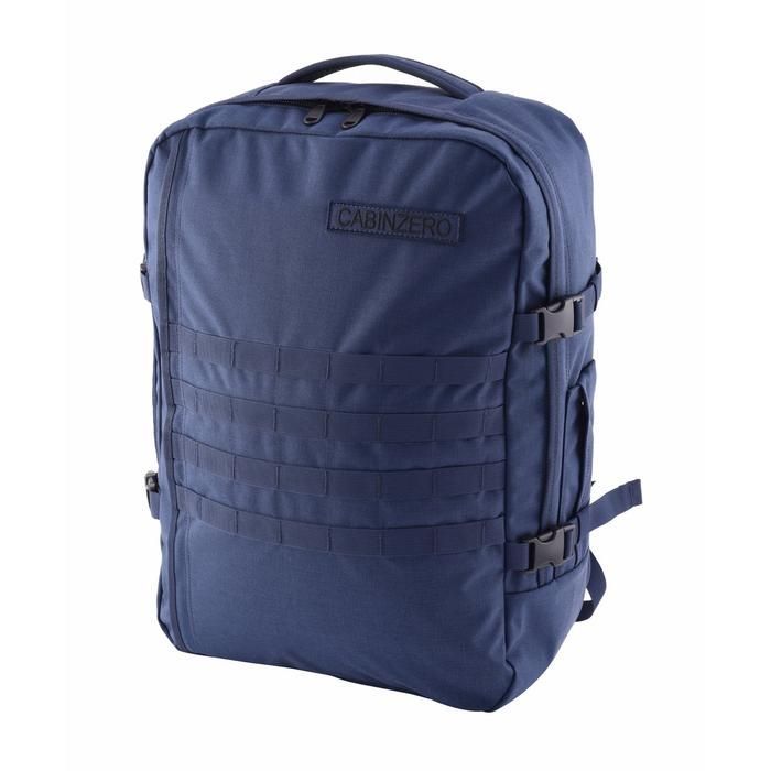 Mochila CabinZero Military 44L Navy, vista de producto para viaje y cabina