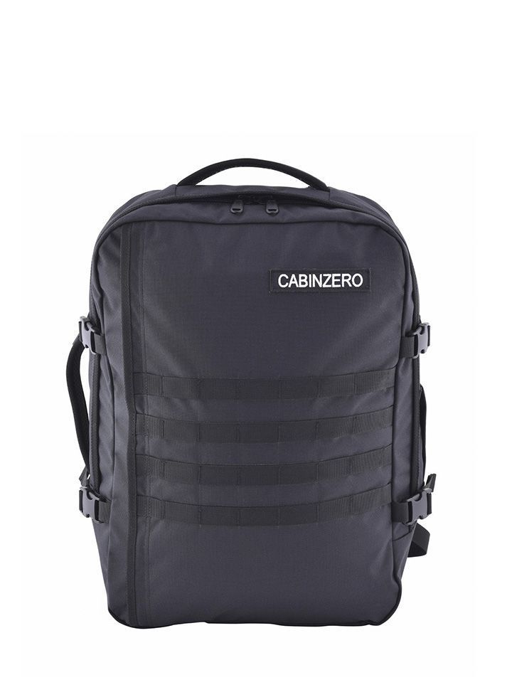 Mochila CabinZero Military 44L Black, vista de producto para viaje y cabina