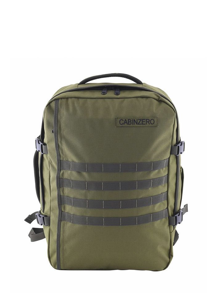 Mochila CabinZero Military 44L Green, vista de producto para viaje y cabina