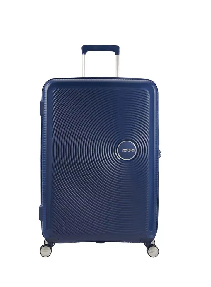 Maleta mediana Soundbox American Tourister en color azul marino, vista principal