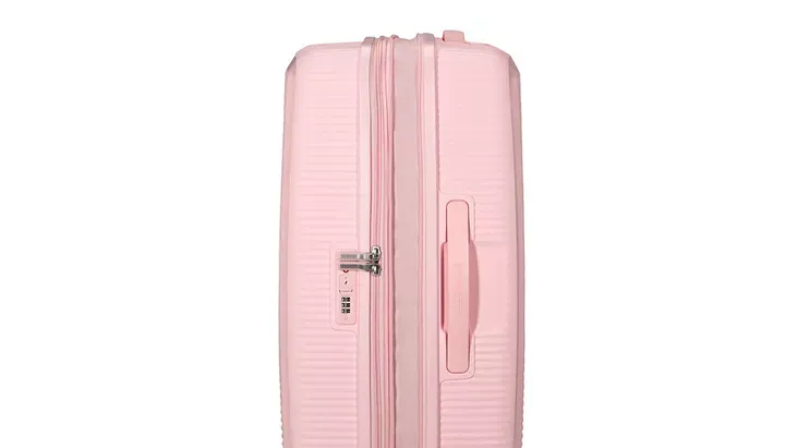 Maleta mediana Soundbox American Tourister, vista principal, carcasa rígida, ruedas 360° y diseño resistente