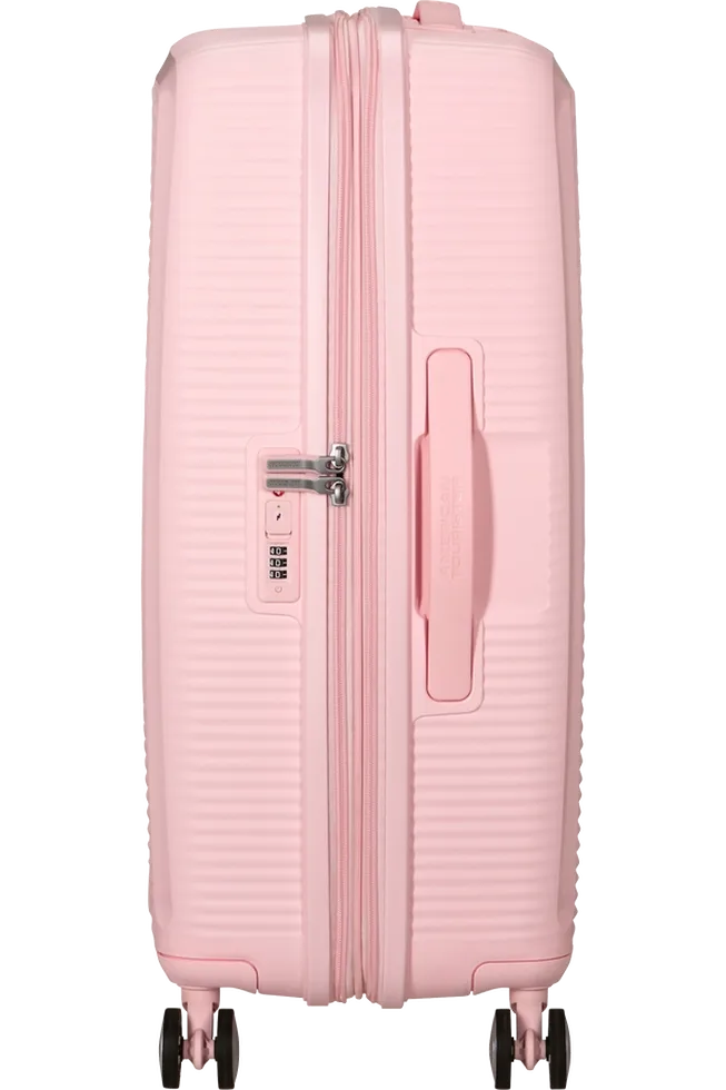 Maleta mediana Soundbox American Tourister, vista principal, carcasa rígida, ruedas 360° y diseño resistente
