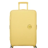 Maleta mediana Soundbox American Tourister en color amarillo pastel, vista principal