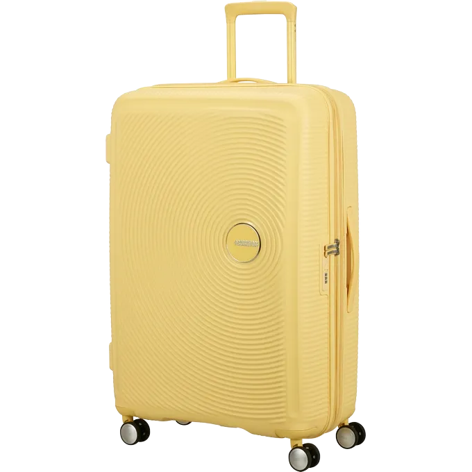 Maleta de cabina Soundbox American Tourister, vista principal, carcasa rígida, ruedas 360° y diseño resistente