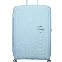 Maleta de cabina Soundbox American Tourister en color azul pastel, vista principal