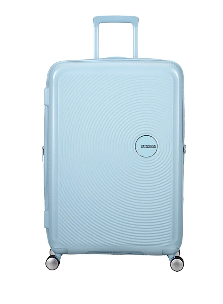 Maleta de cabina Soundbox American Tourister en color azul pastel, vista principal