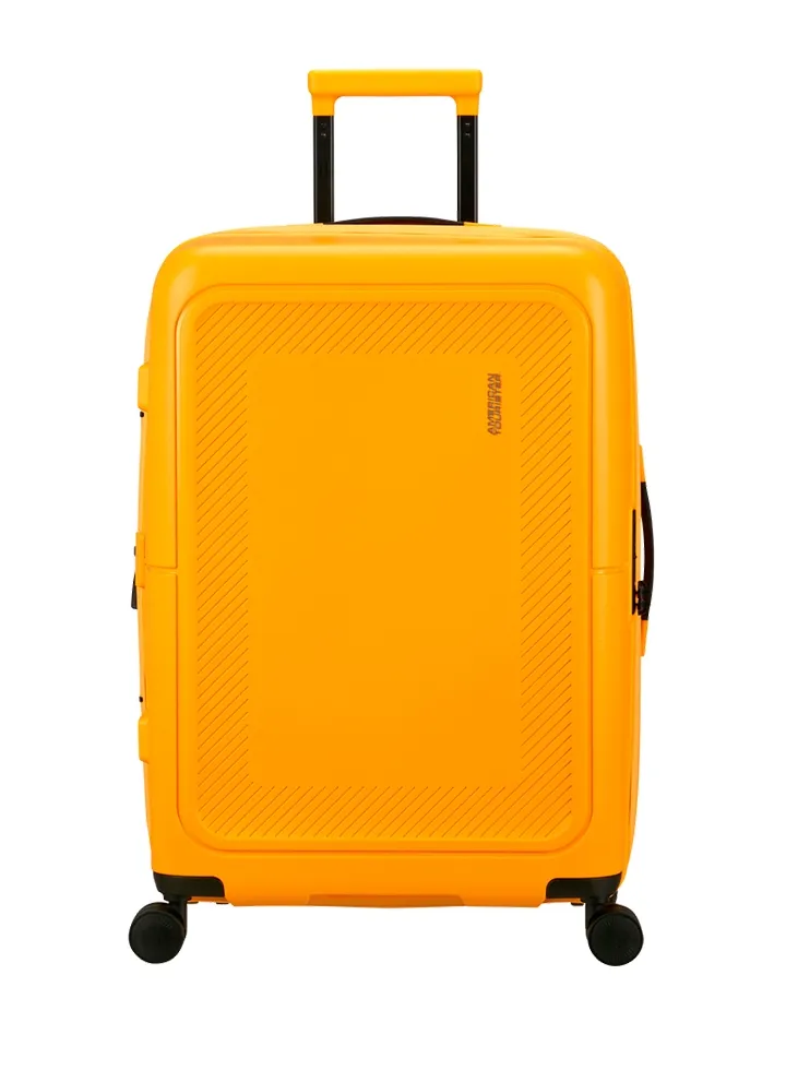 Maleta grande Dashpop American Tourister, detalle del cierre, cierre TSA integrado y estructura segura