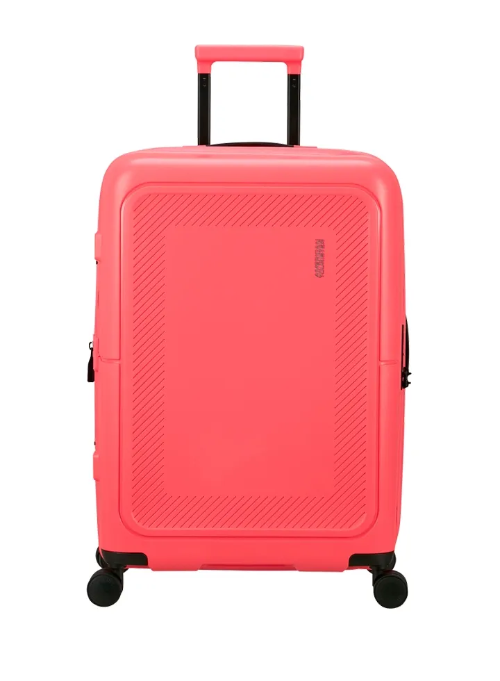 Maleta grande Dashpop American Tourister, detalle del cierre, cierre TSA integrado y estructura segura