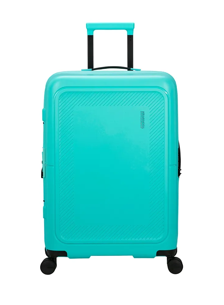 Maleta grande Dashpop American Tourister, detalle del cierre, cierre TSA integrado y estructura segura