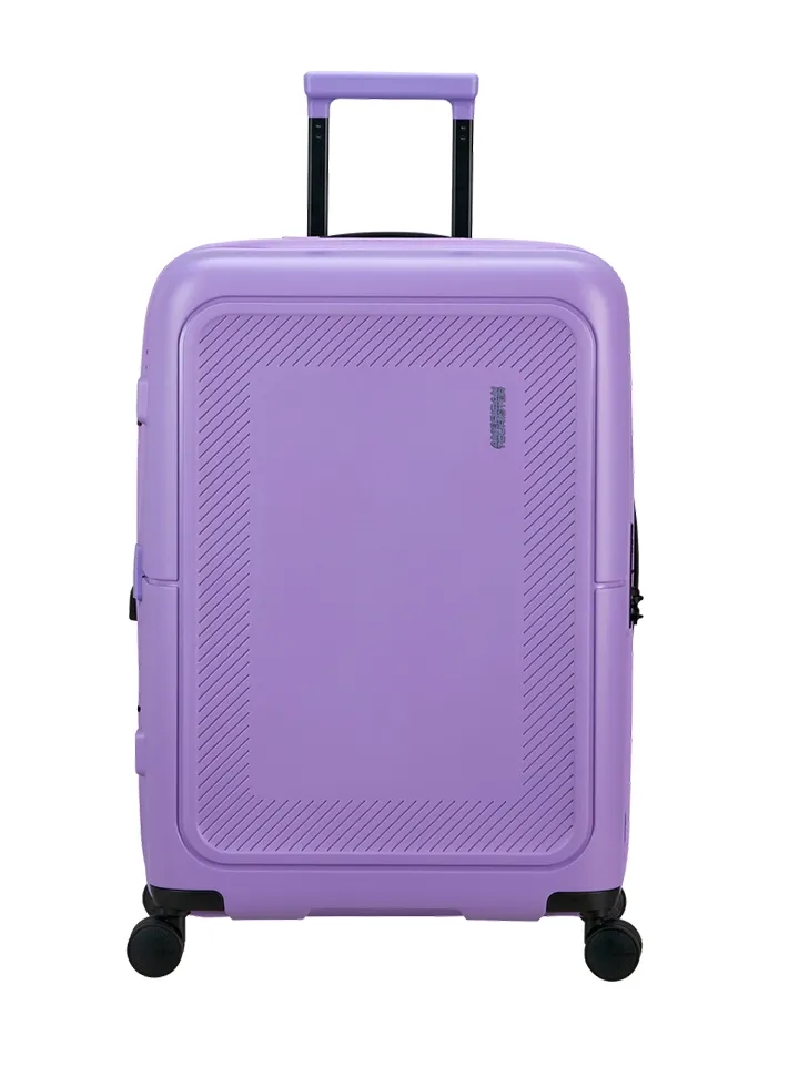 Maleta grande Dashpop American Tourister, detalle del cierre, cierre TSA integrado y estructura segura