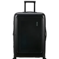 Maleta mediana Dashpop American Tourister, detalle del cierre, cierre TSA integrado y estructura segura