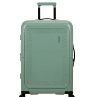 Maleta mediana Dashpop American Tourister, detalle del cierre, cierre TSA integrado y estructura segura