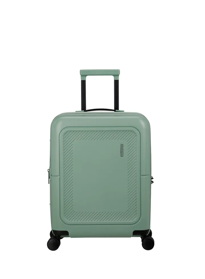 Maleta de cabina Dashpop American Tourister, detalle del cierre, cierre TSA integrado y estructura segura