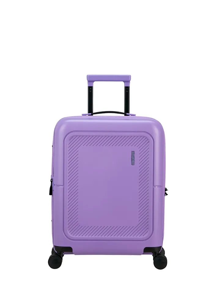 Maleta de cabina Dashpop American Tourister, detalle del cierre, cierre TSA integrado y estructura segura