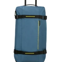 Bolsa de viaje American Tourister, detalle de ruedas, asas resistentes, formato flexible y espacio amplio