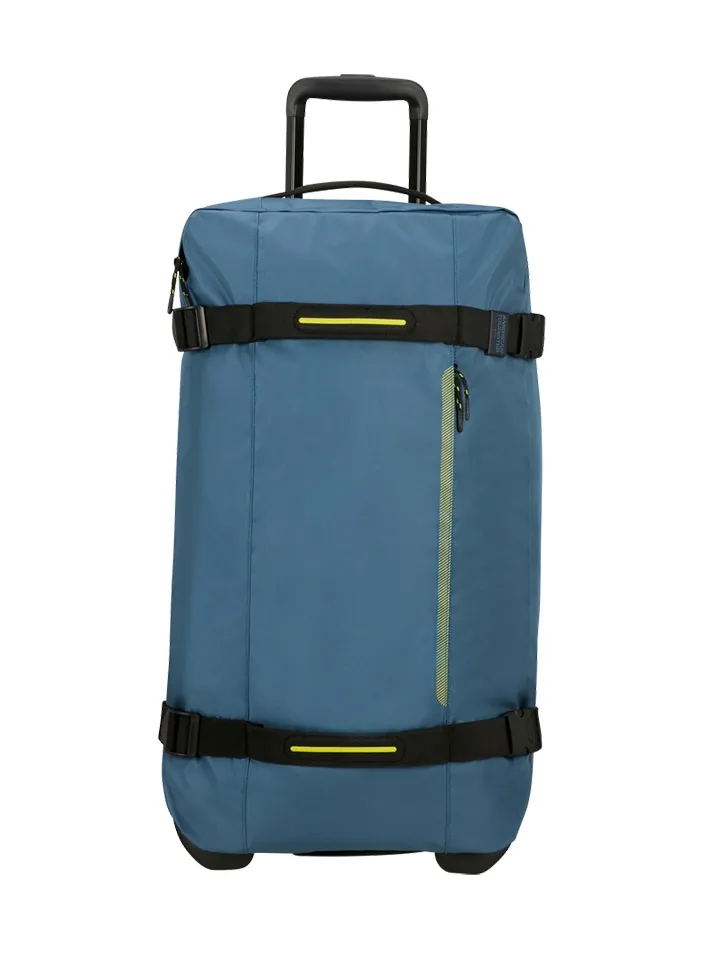 Bolsa de viaje American Tourister, detalle de ruedas, asas resistentes, formato flexible y espacio amplio