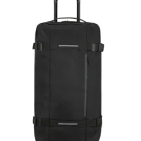 Bolsa de viaje American Tourister, detalle de ruedas, asas resistentes, formato flexible y espacio amplio