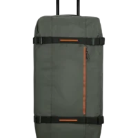 Bolsa de viaje American Tourister, detalle de ruedas, asas resistentes, formato flexible y espacio amplio