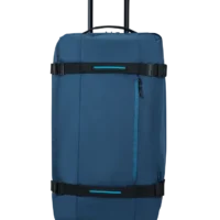 Bolsa de viaje American Tourister en color azul marino, detalle de ruedas