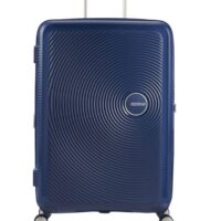 Maleta grande Soundbox American Tourister en color azul marino, vista frontal