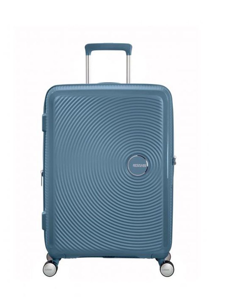 Maleta mediana Soundbox American Tourister en color azul claro, vista principal