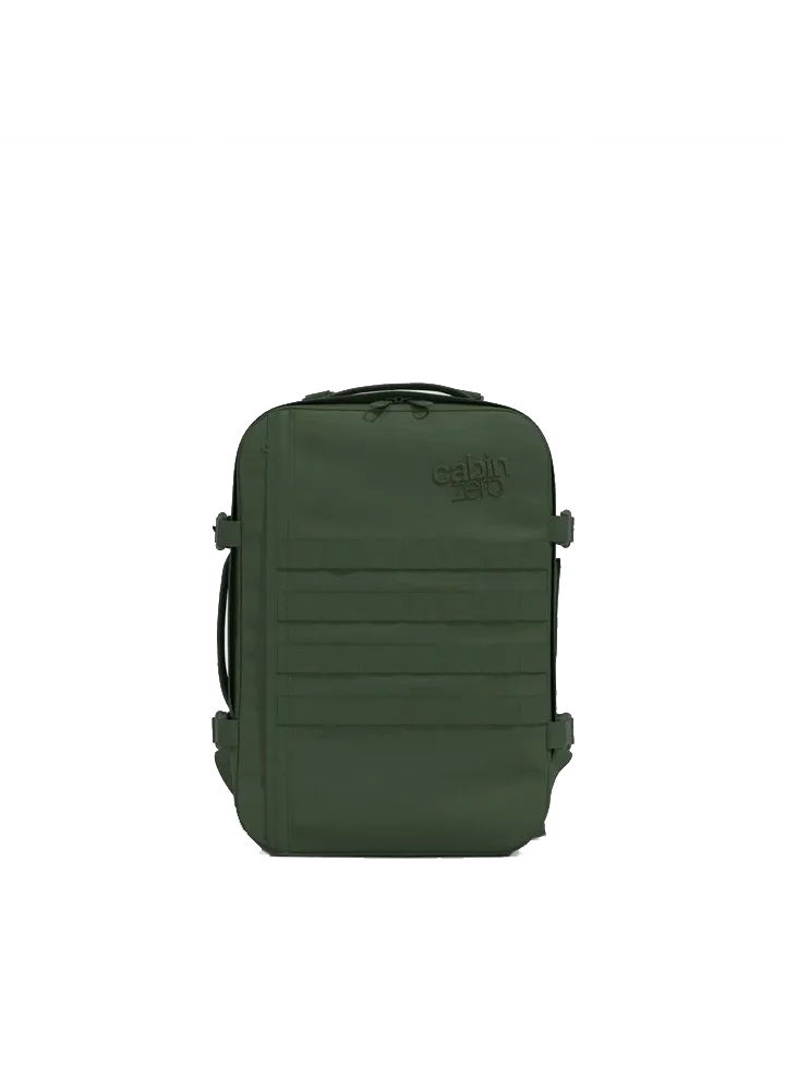Mochila CabinZero Military 28L Mystic Green, vista de producto para viaje y cabina