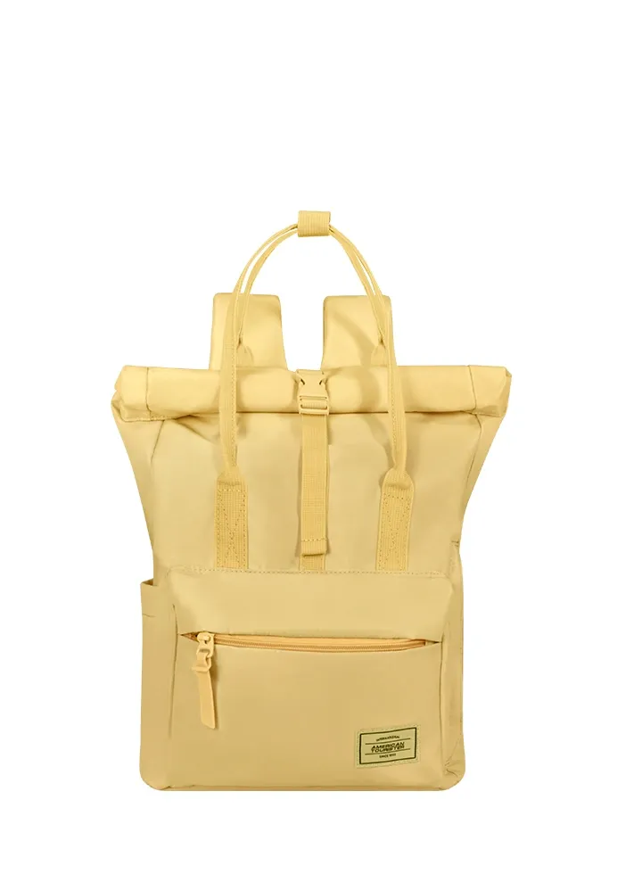 Mochila urbana Urban Groove American Tourister en color amarillo pastel, vista principal
