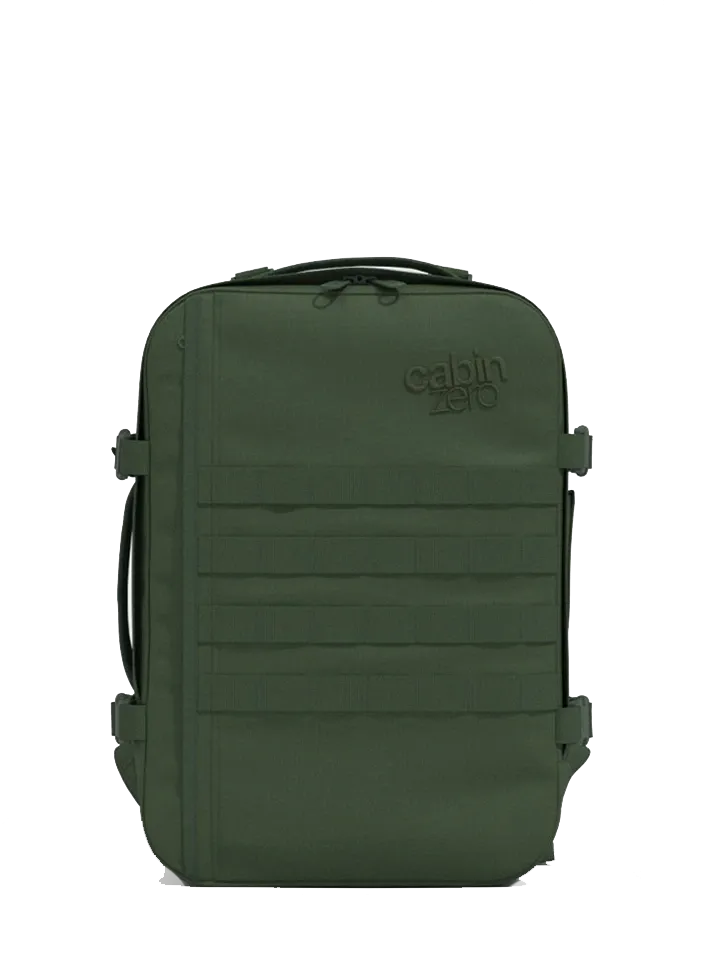 Mochila CabinZero Military 44L Mystic Green, vista de producto para viaje y cabina