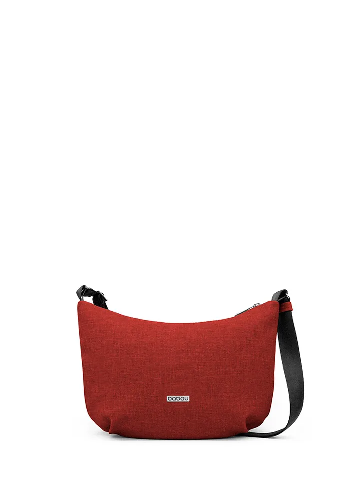bolso bandolera Babau Jazz en color rojo, detalle técnico para uso diario