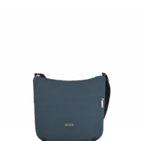 bolso bandolera Babau Jungle en acabado Delta Navy, vista frontal para uso diario