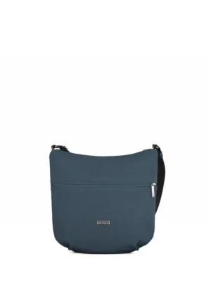 bolso bandolera Babau Jungle en acabado Delta Navy, vista frontal para uso diario