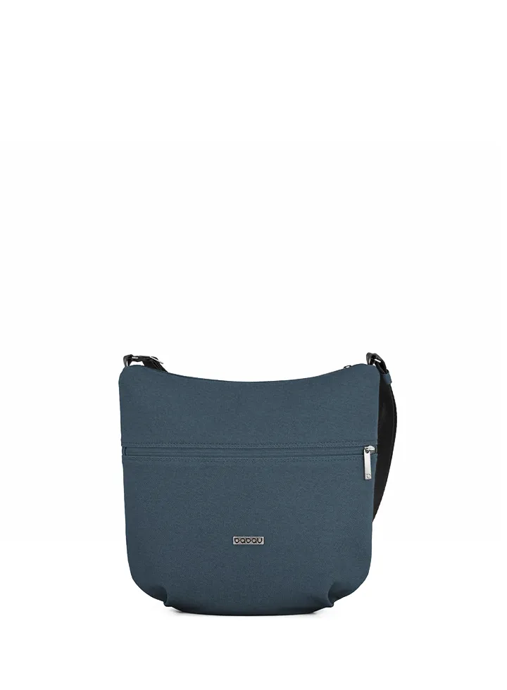 bolso bandolera Babau Jungle en acabado Delta Navy, vista frontal para uso diario